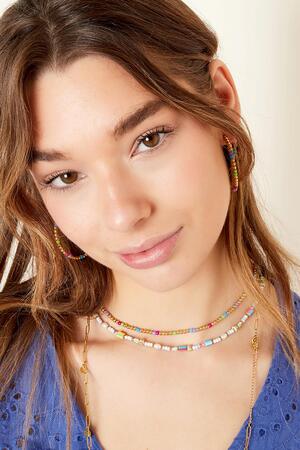 Collar de perlas de colores - colección #summergirls Naranja & Oro Acero inoxidable h5 Imagen2